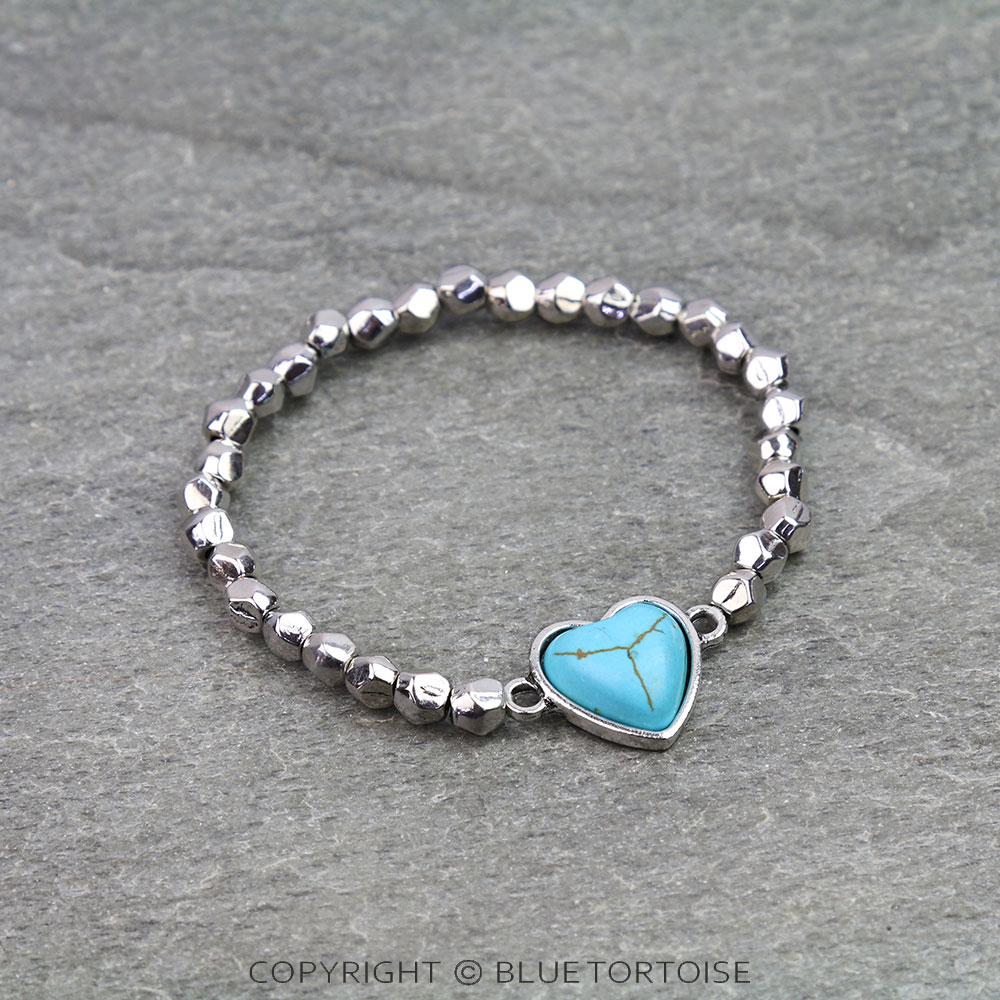 Western Heart Stone Stretch Bracelet