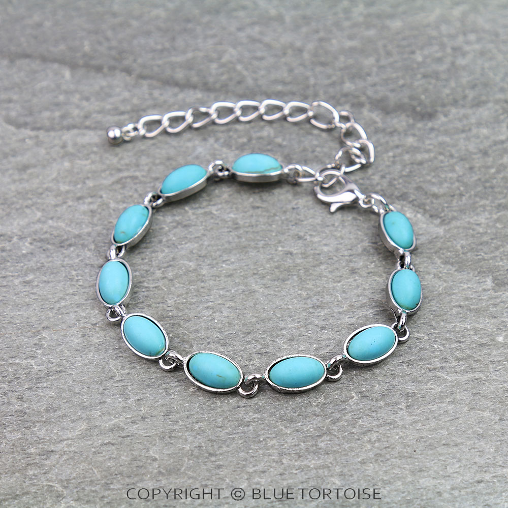 Western Oval Stone Link Bracelet
