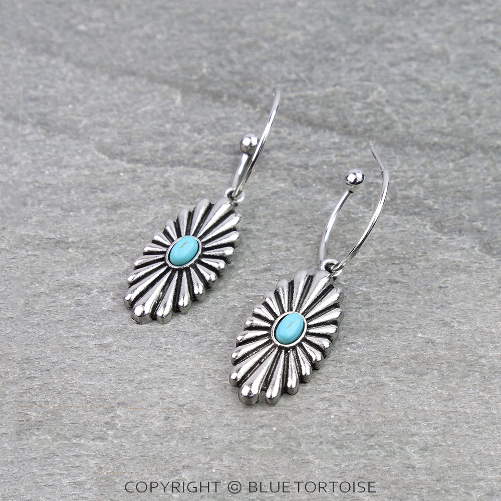 Western Concho Stone Hoop Earrings