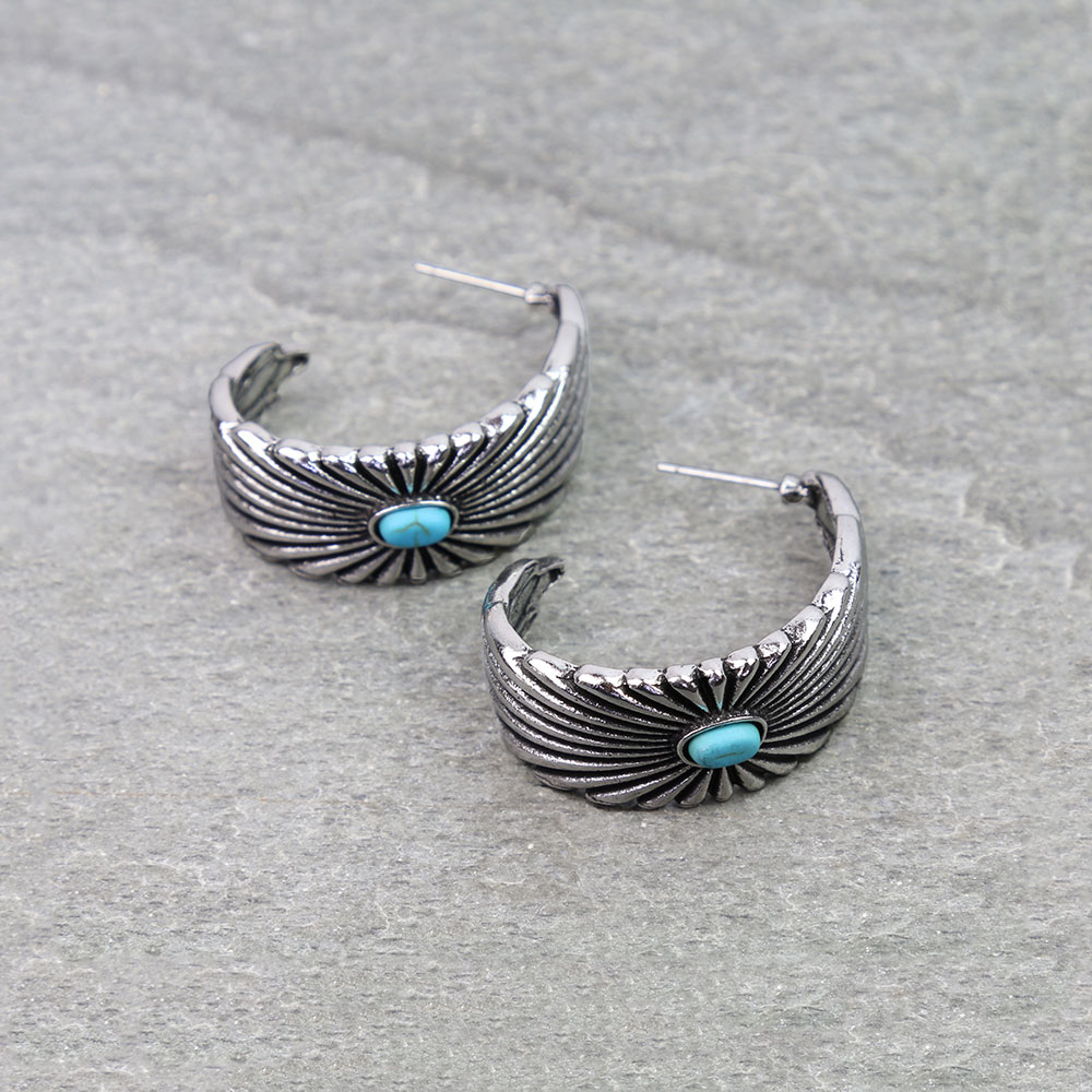 1⅛" Western Concho Hoop Earrings - Image 3