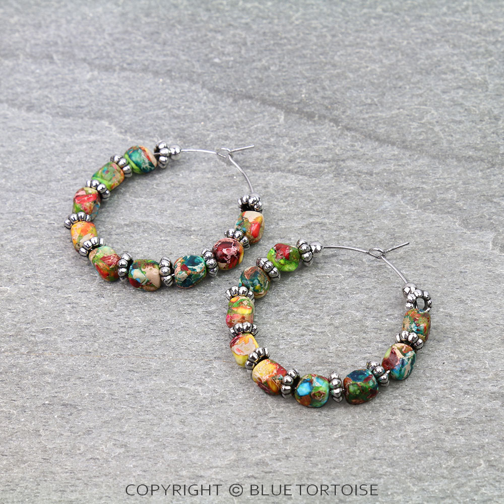 1.75" Western Bead Hoop Earrings