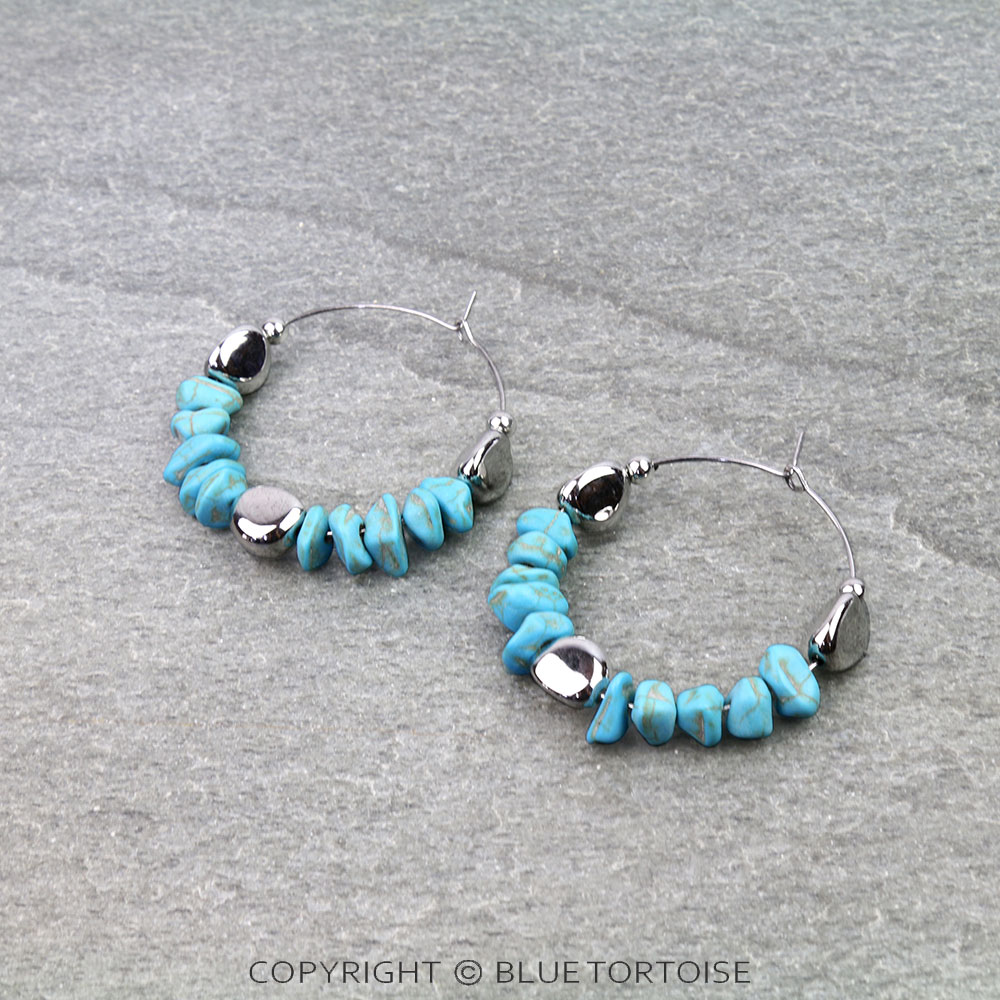 1.75" Western TQS Chip Stone Hoop Earrings