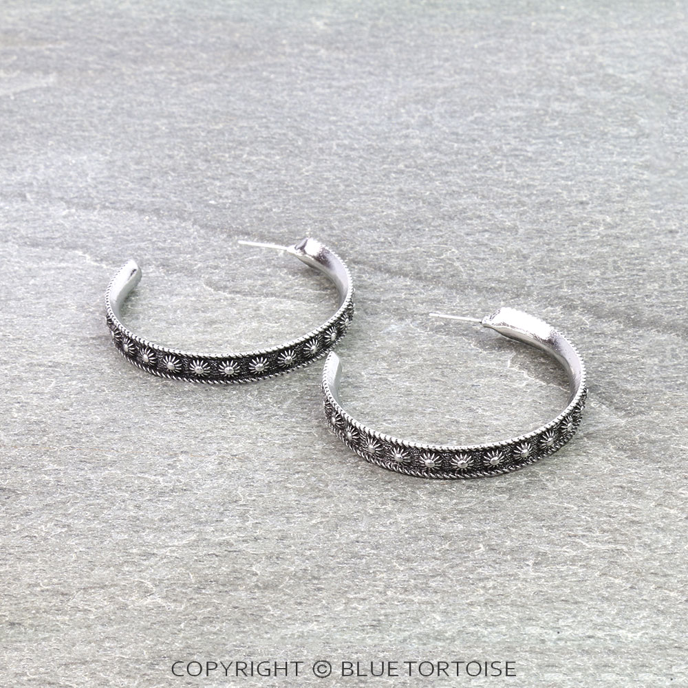 1⅞" Western Concho Hoop Earrings