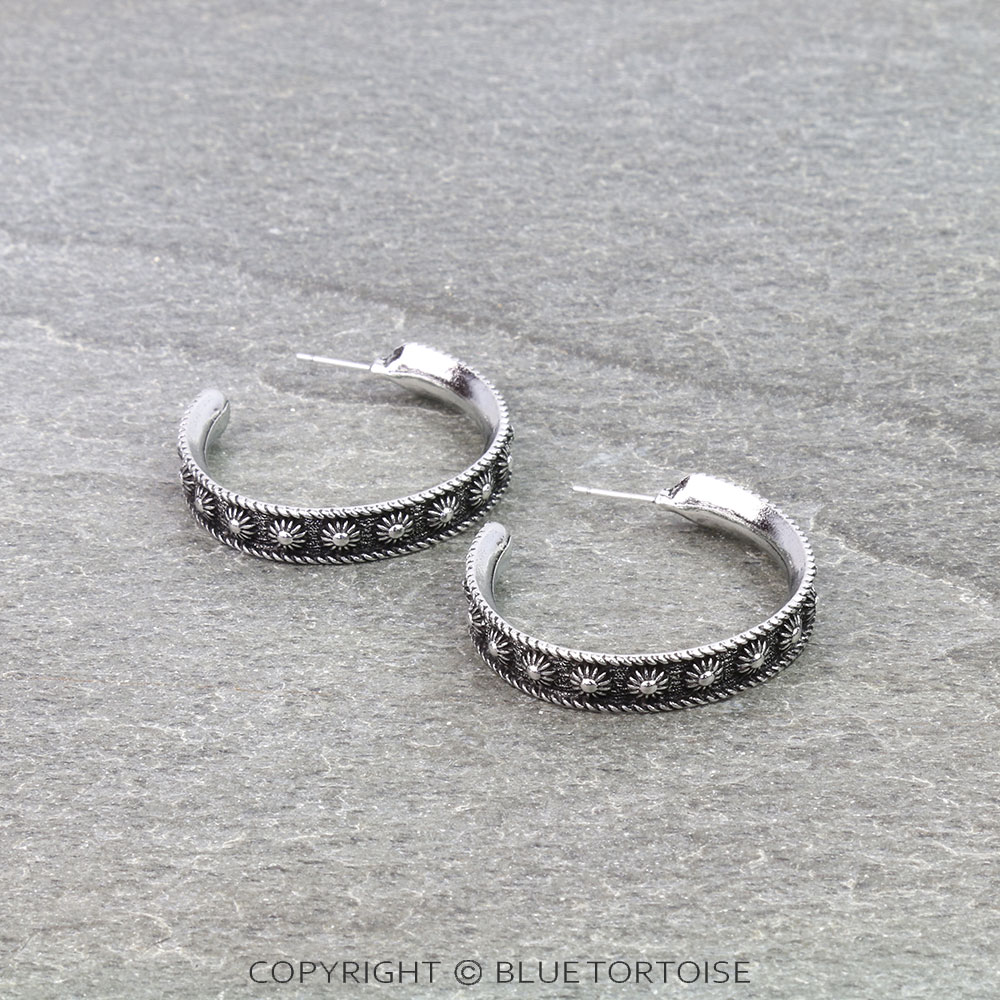 1.5" Western Concho Hoop Earrings