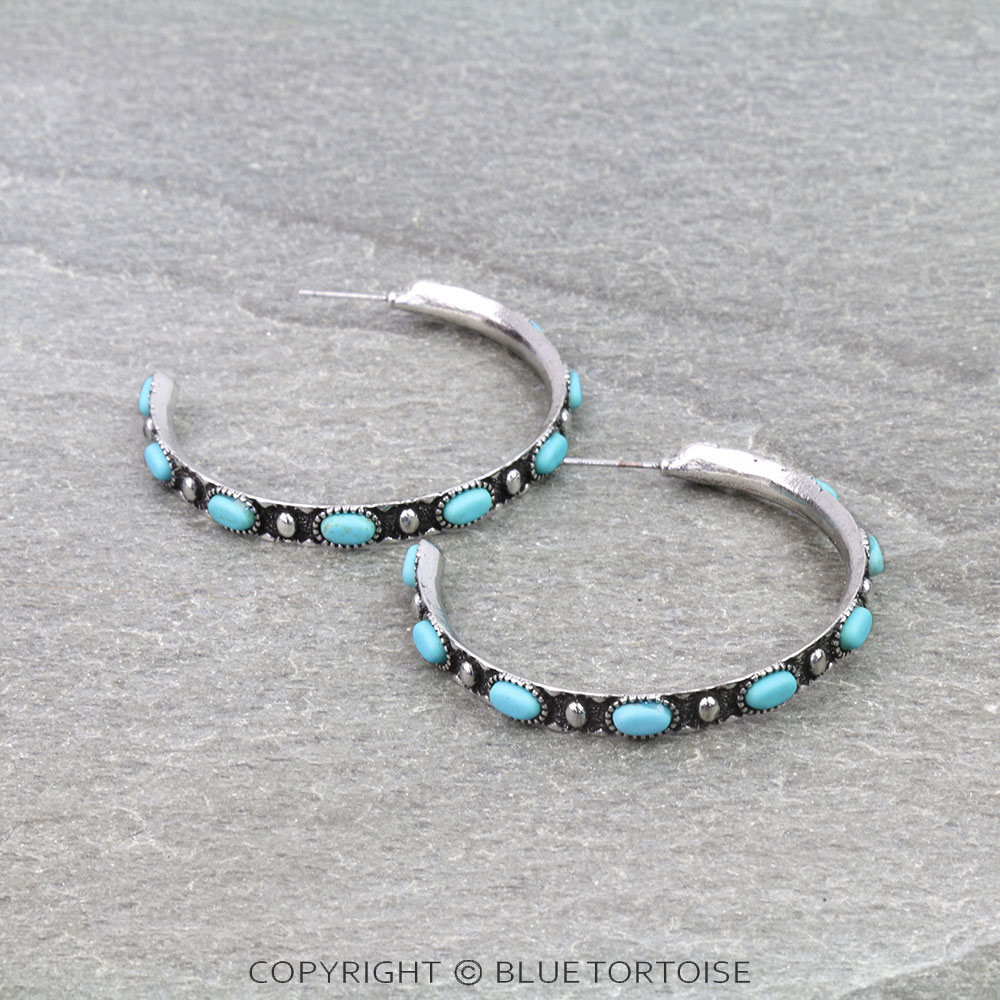 2" Western Stone Hoop Earrings