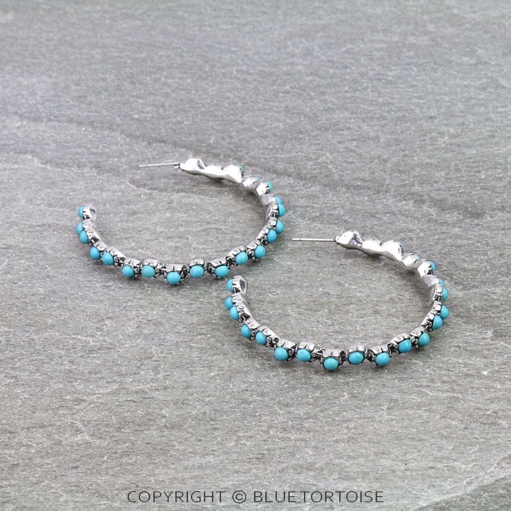 2" Western Stone Hoop Earrings