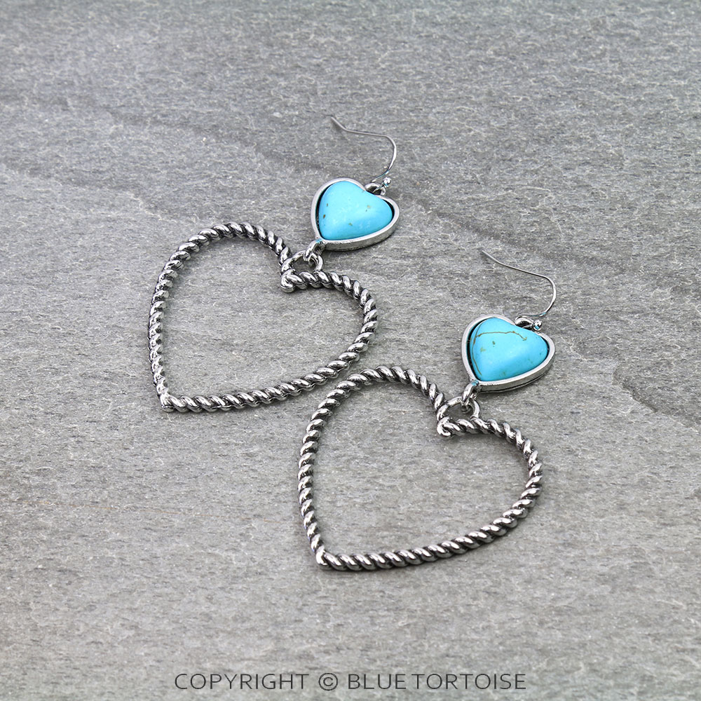Heart Stone Dangle Earrings