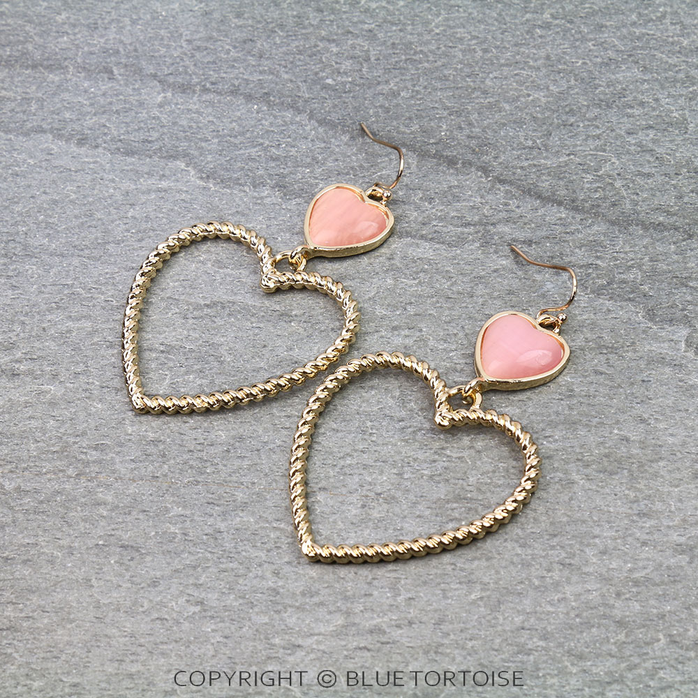 Heart Stone Dangle Earrings