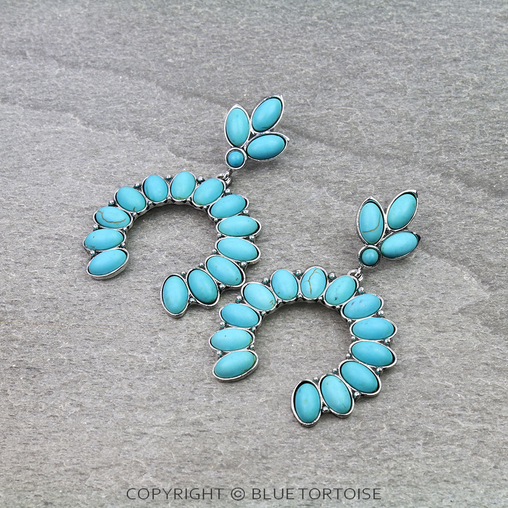 Western Squash Blossom Stone Stud Earrings