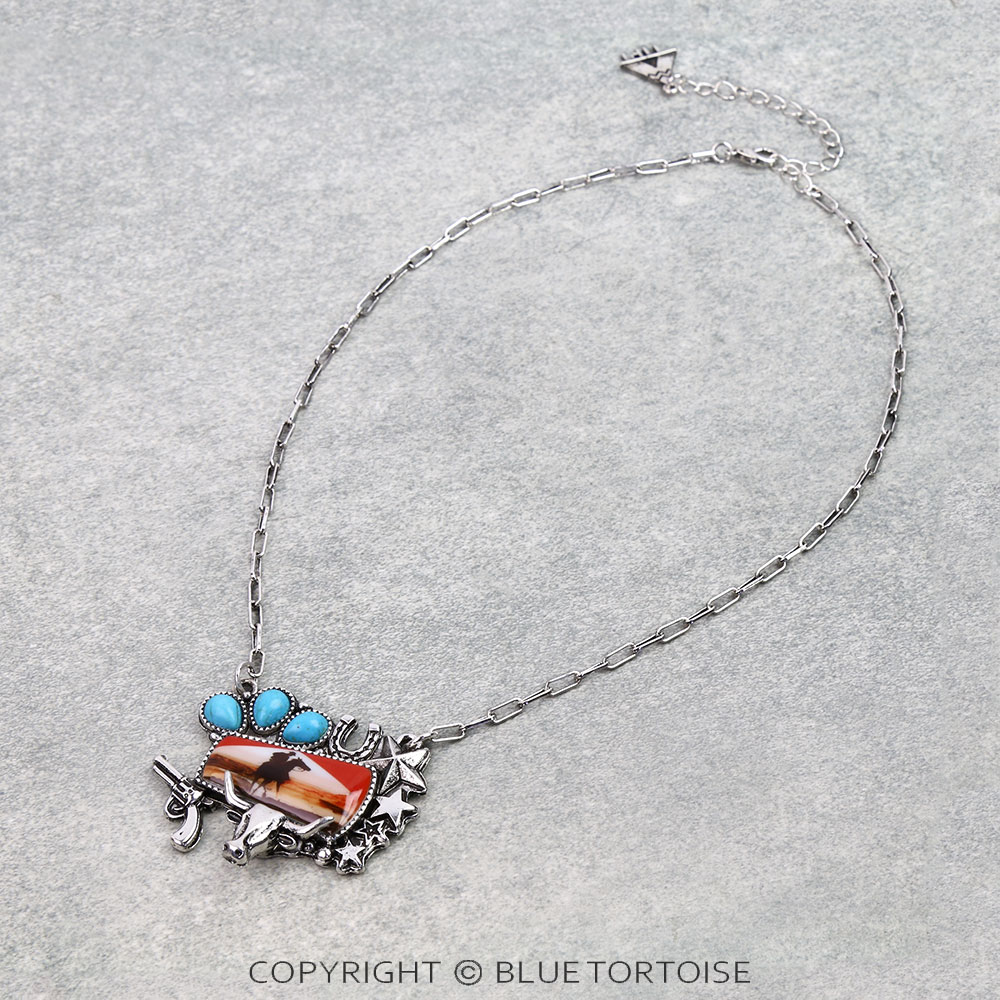 Western Cowboy Portrait Necklace