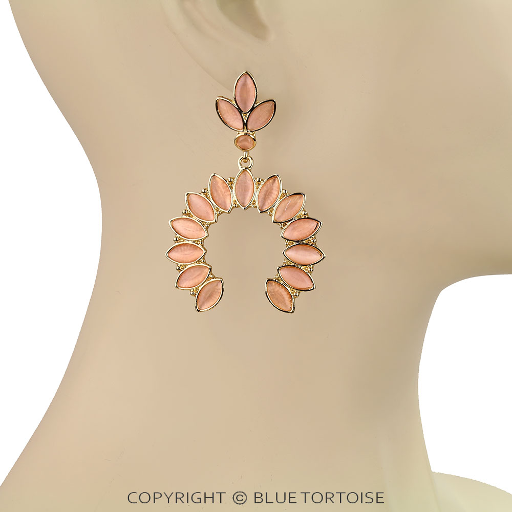 Western Squash Blossom Stone Stud Earrings - Image 2