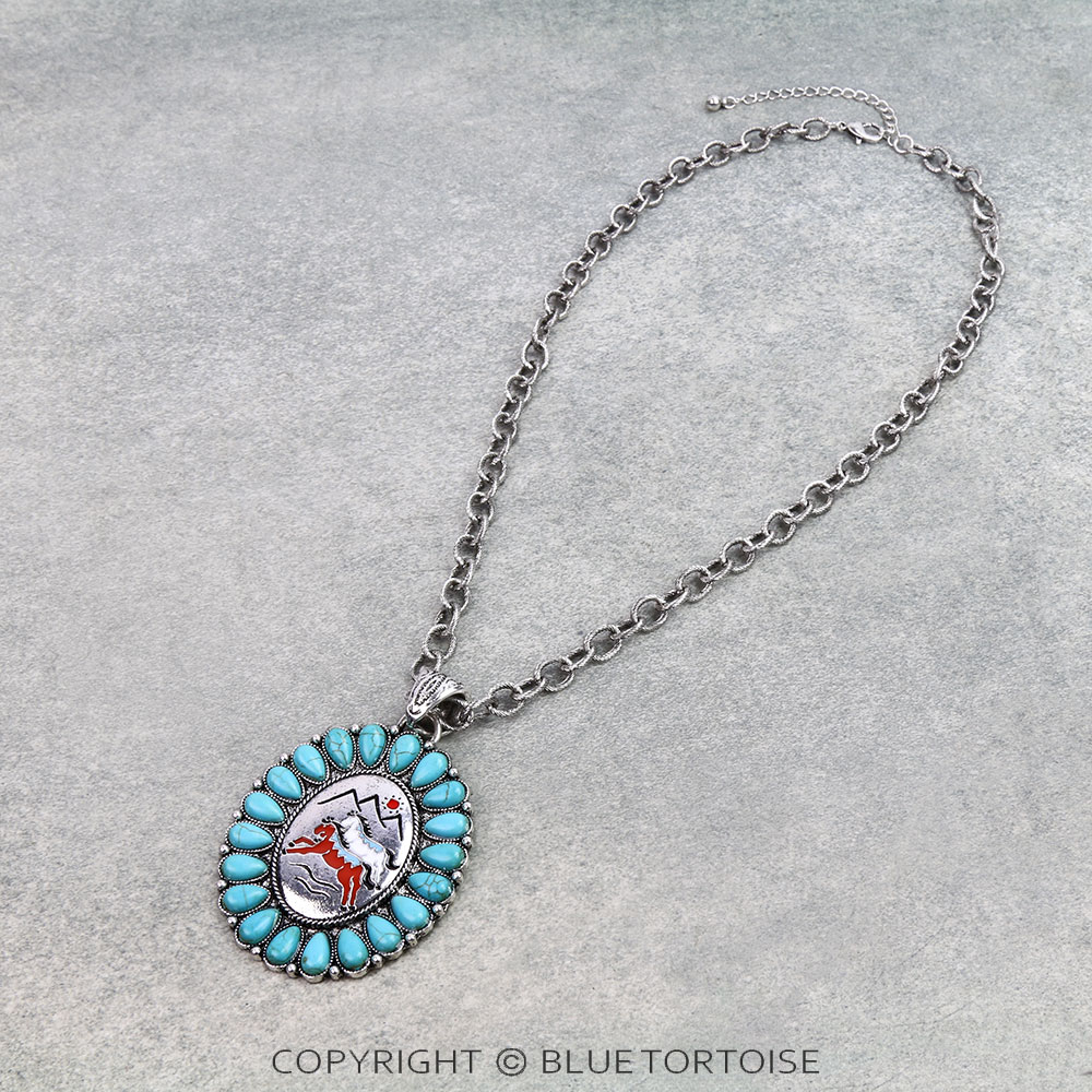 Wester Horse Stone Pendant Necklace