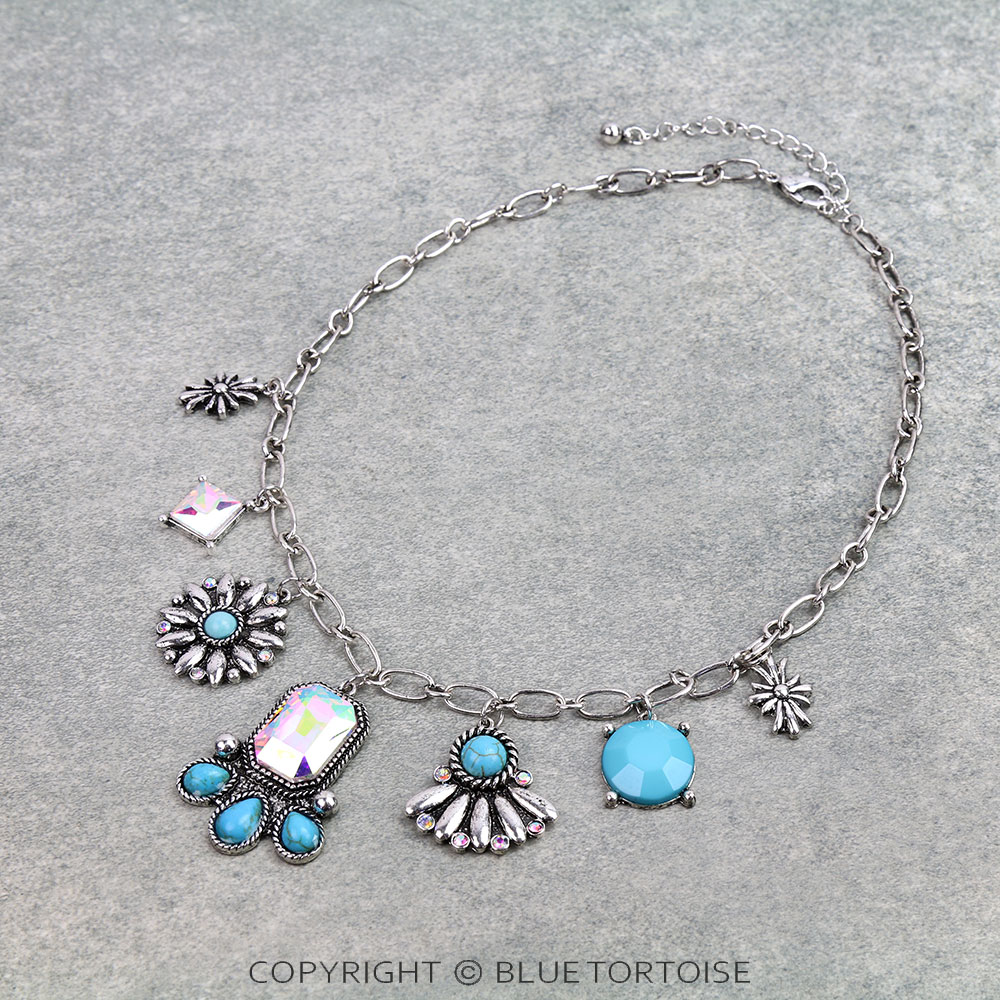 Western Stone Multi Charm Necklace