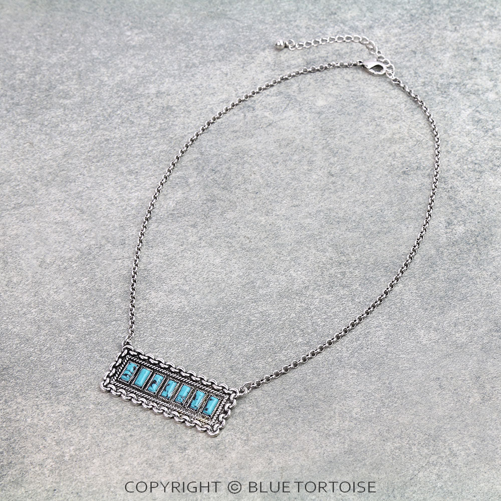 Wester Bar Stone Chain Necklace