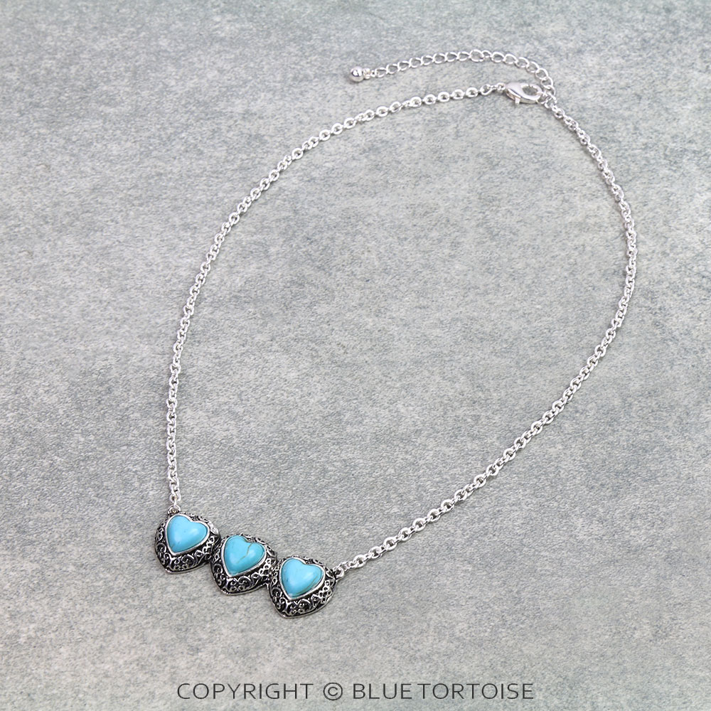 Tailored Filigree Heart Stone Bar Necklace