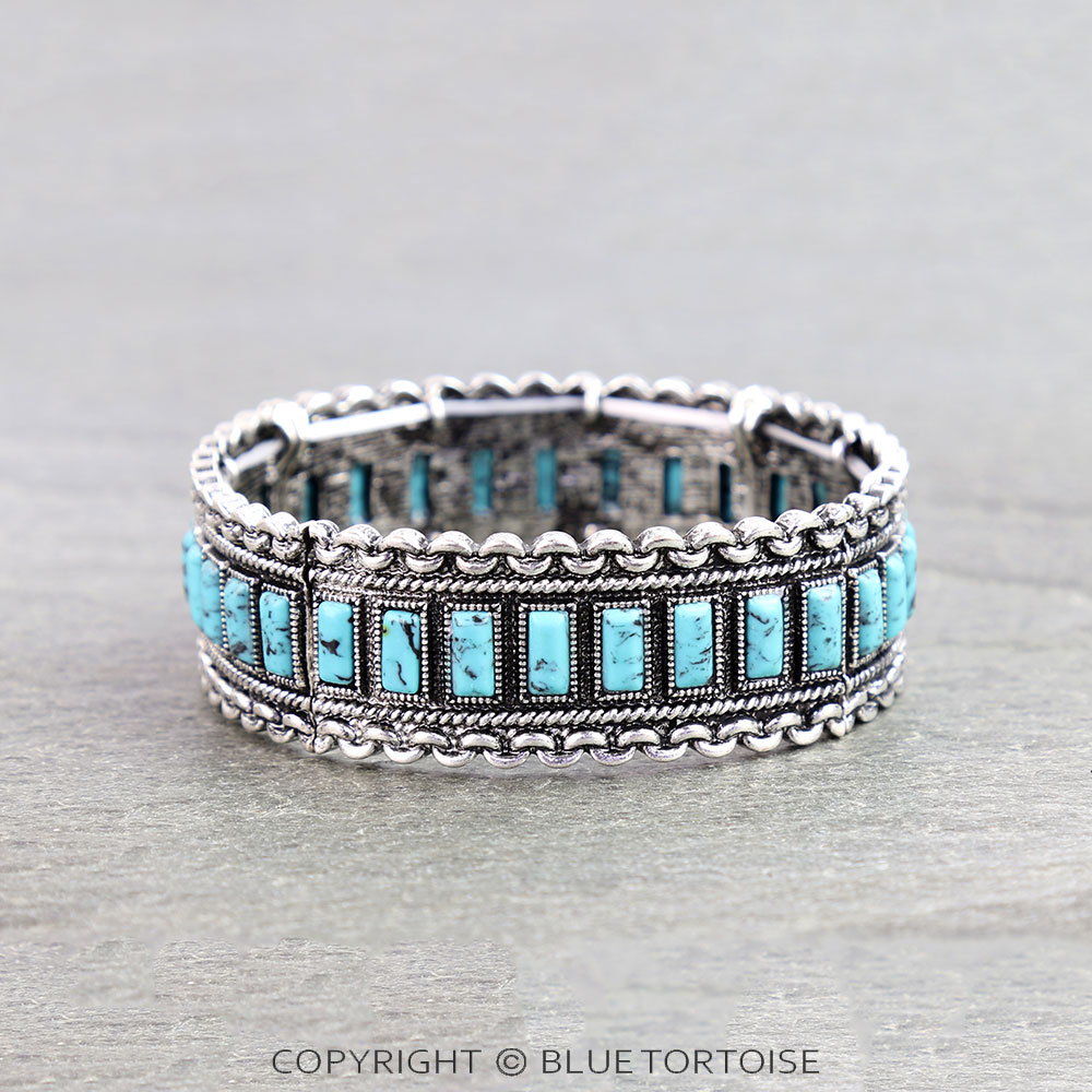 Western Chain TXR Stone Stretch Bracelet