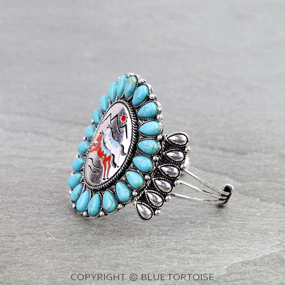 Western Horse Stone Cuff Bracelet - Image 2