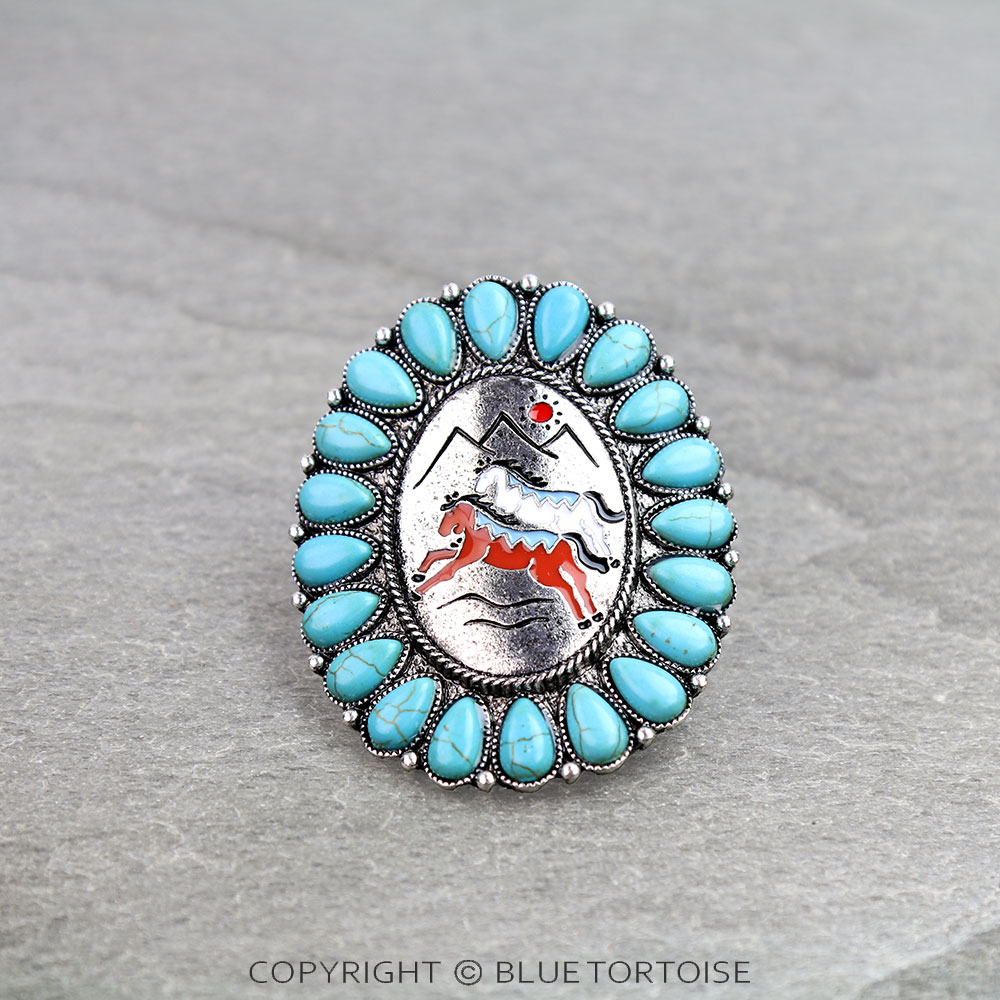 Western Horse Stone Stretch Ring