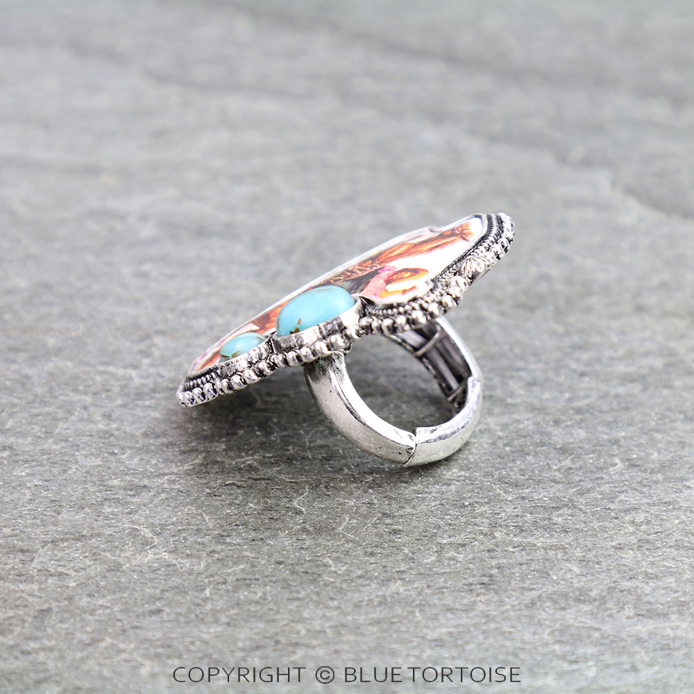 Western Cowgirl Print Stretch Ring - Image 2