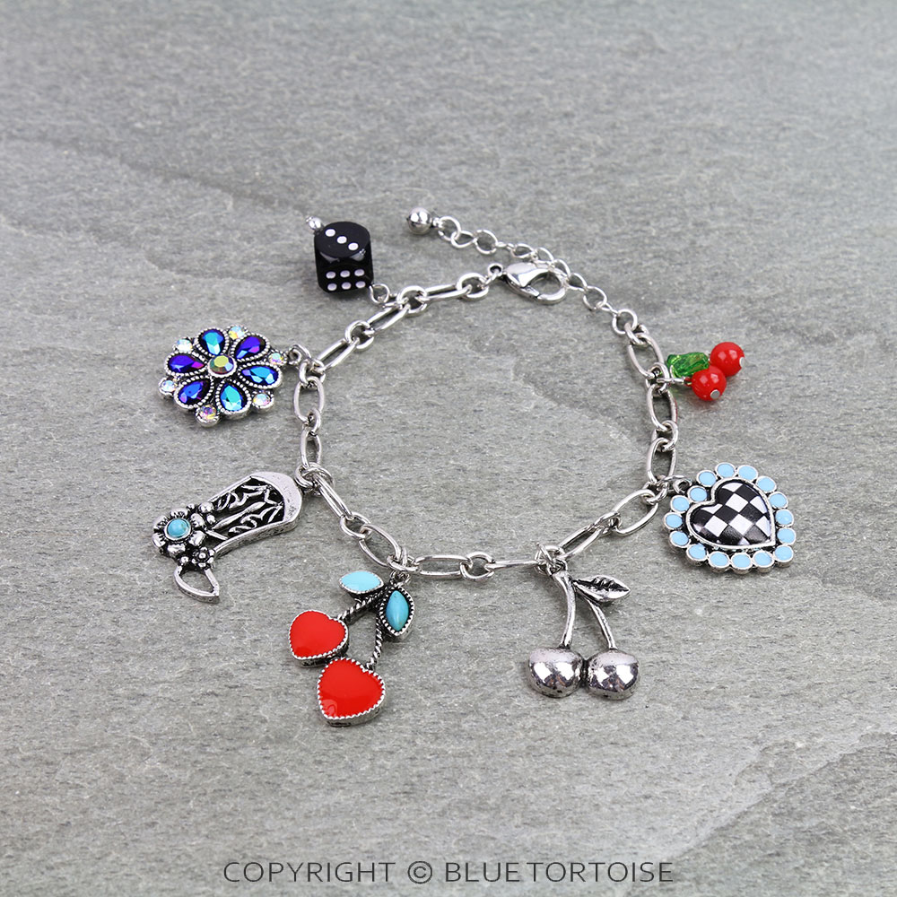 Western Gamble Theme Charm Link Bracelet