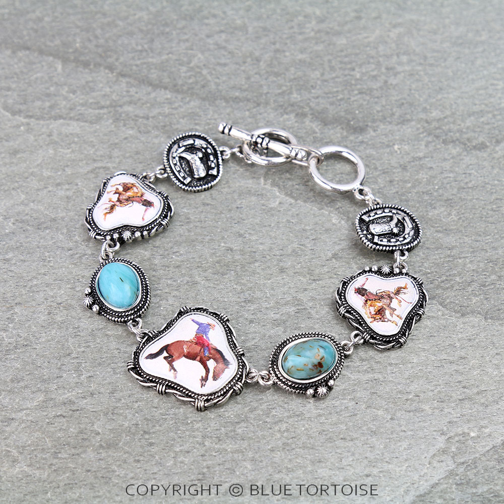 Western Rodeo Print Toggle Bracelet