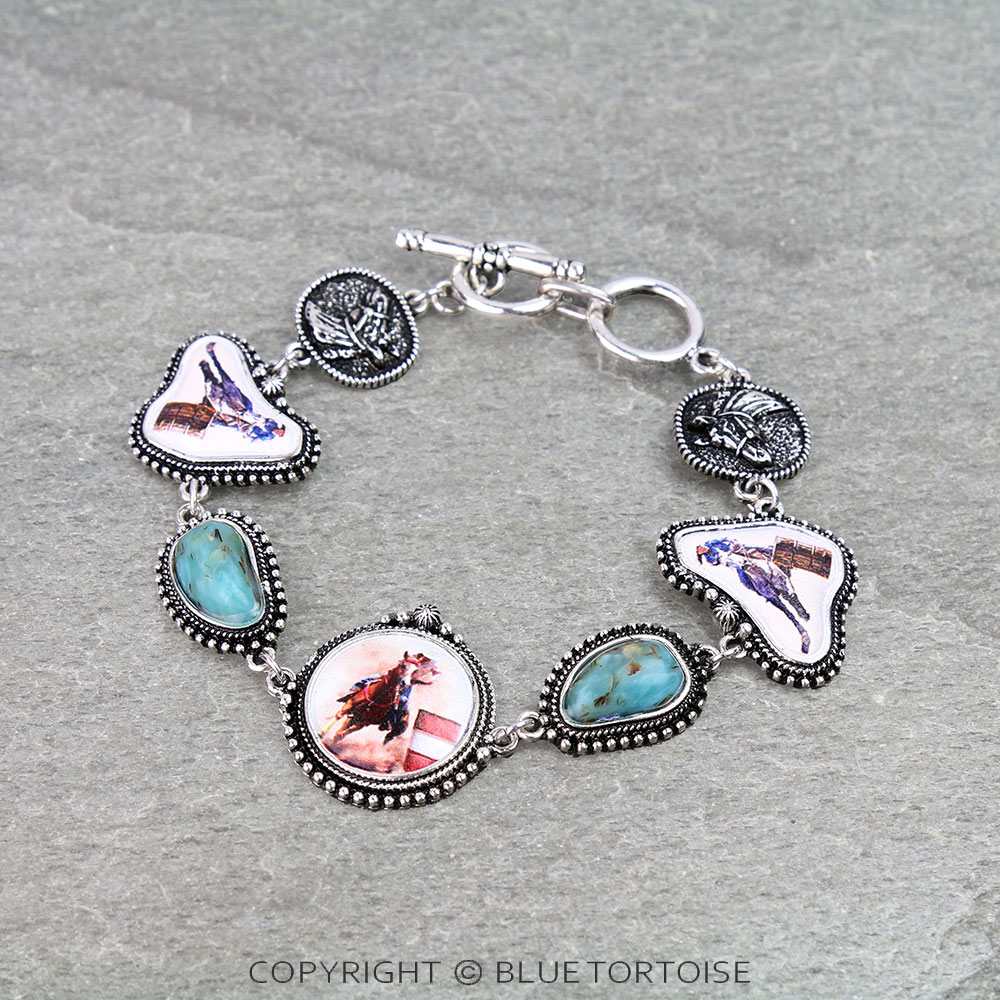 Western Barrel Race Print Toggle Bracelet