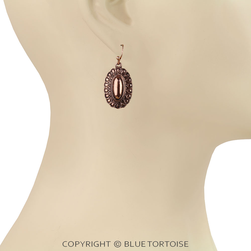 Western Concho Metal Dangle Earrings - Image 2