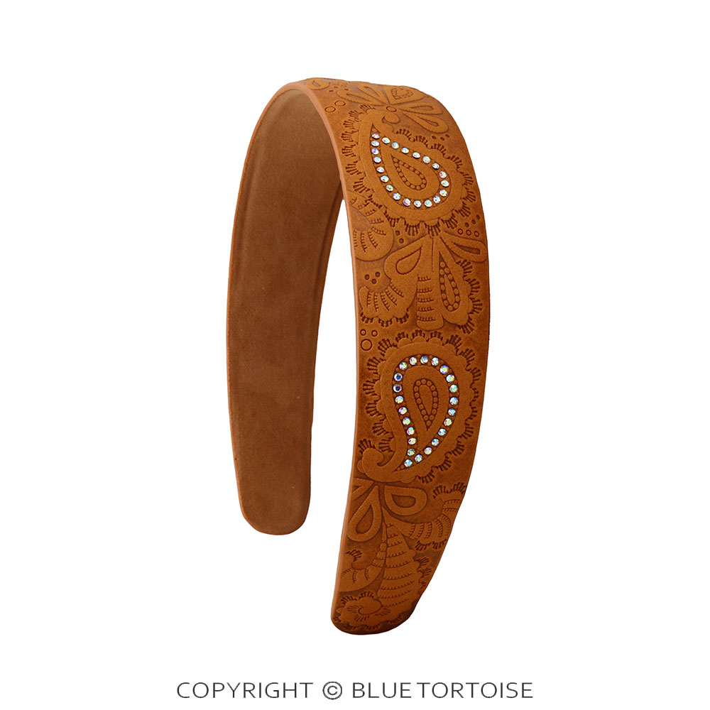 Western Paisley Etched PU Leather Headband - Image 2