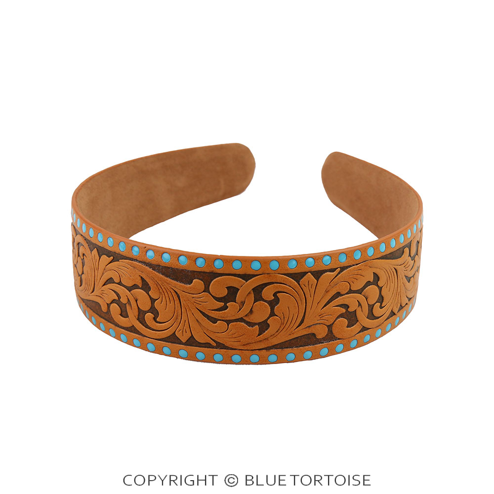 Western Etched PU Leather Headband