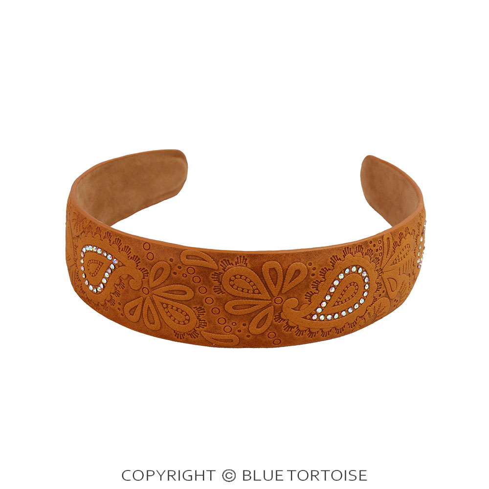 Western Paisley Etched PU Leather Headband