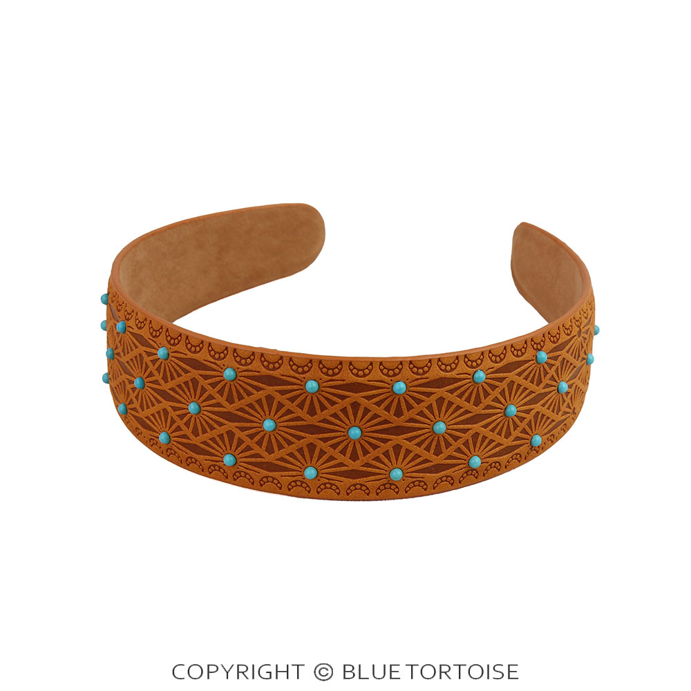 Western Etched PU Leather Headband