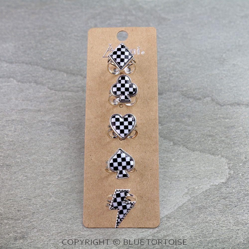 Mix Checker 5 Cuff Ring Set