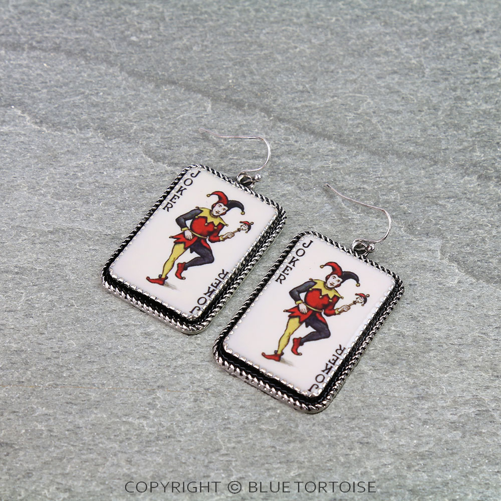 Western Vintage Joker Card Dangle Earrings