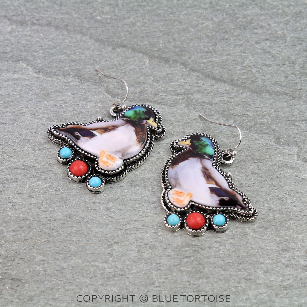 Western Duck Hunting Dangle Earrings