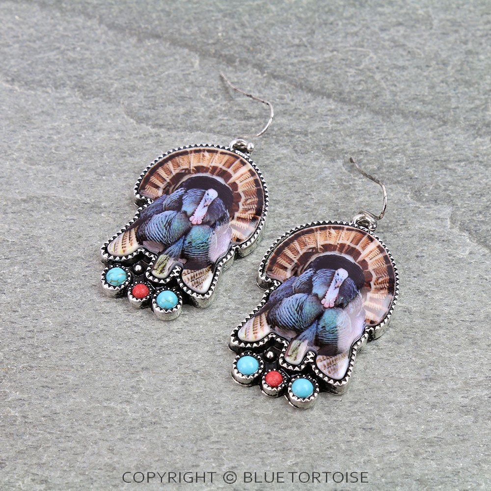 Western Turkey Theme Dangle Earrings