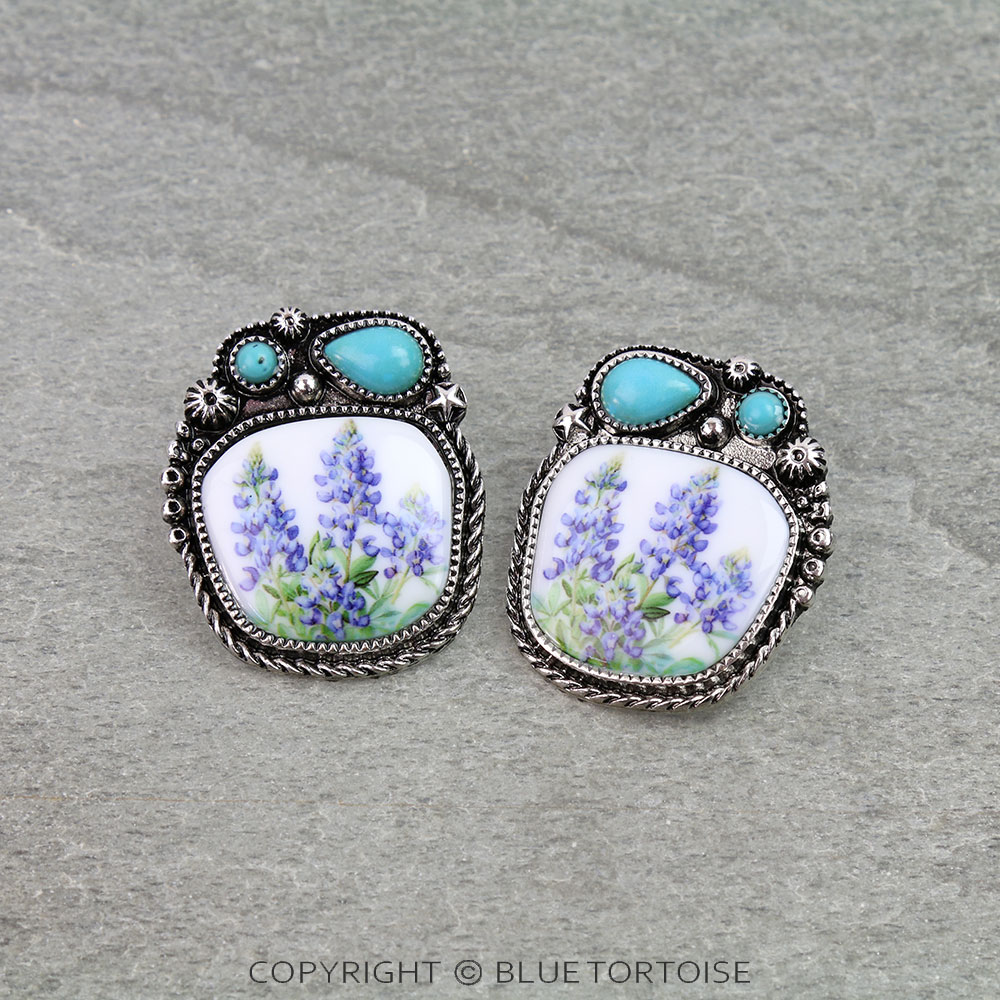 Western Flower Portrait Stud Earrings