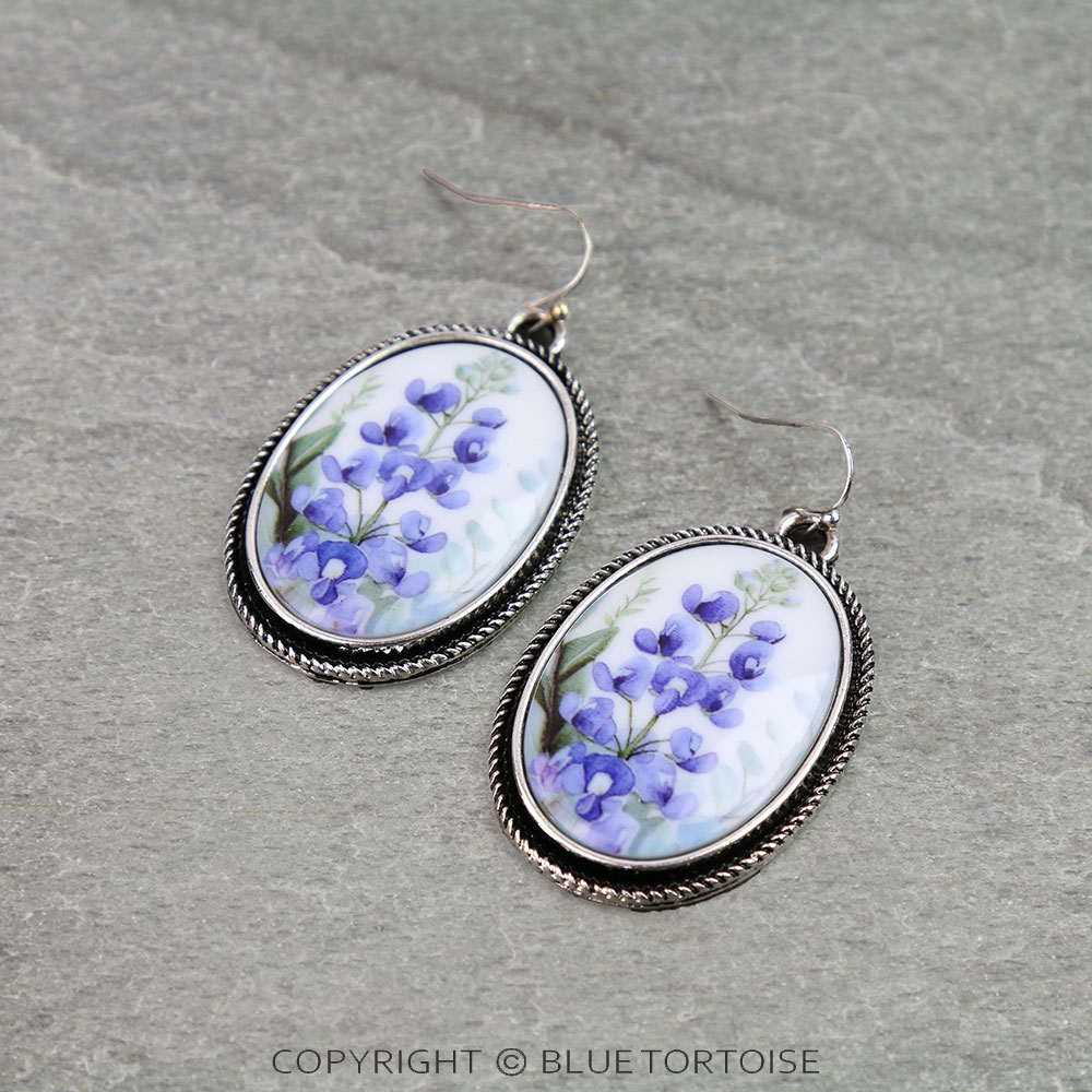 Western Flower Portrait Dangle Earrings