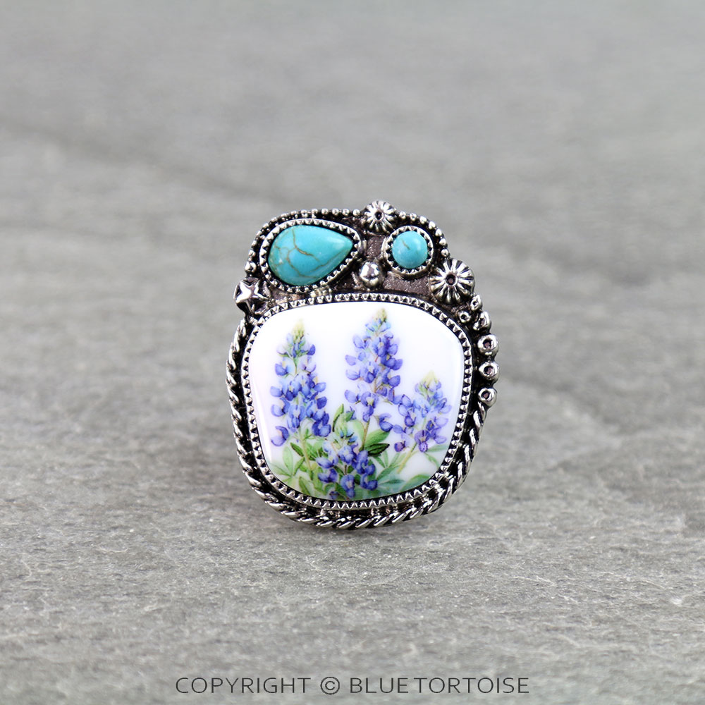 Western Flower Portrait Cuff Ring