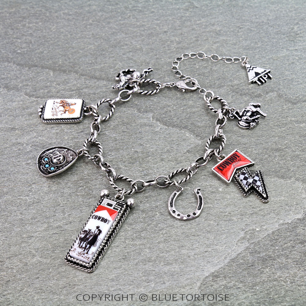 Western Cowboy Killer Theme Charm Link Bracelet