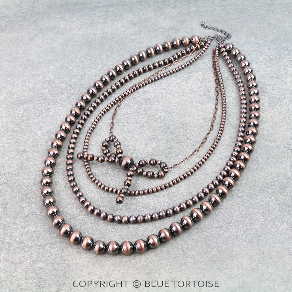 4 Layered Navajo Style Pearl Bow Necklace