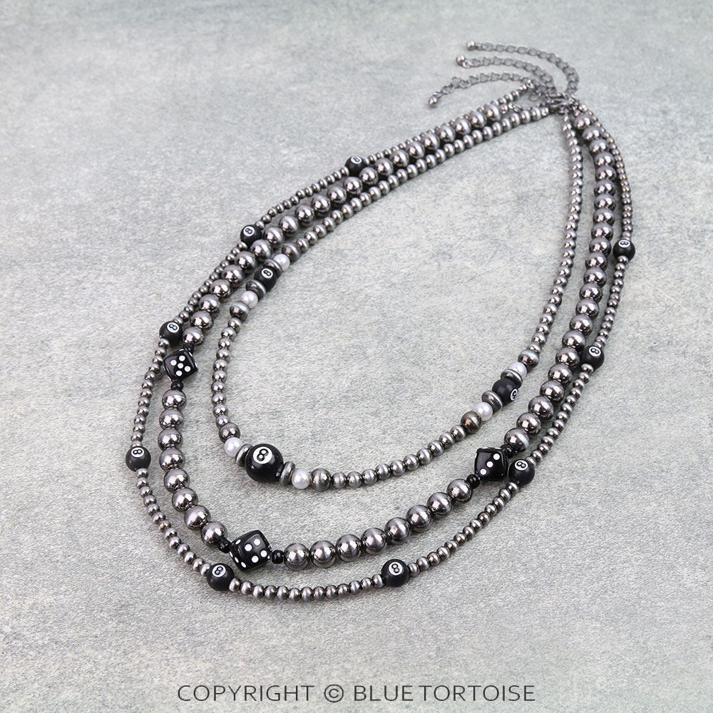 3 layered Navajo Style Pearl Fun Theme Necklace