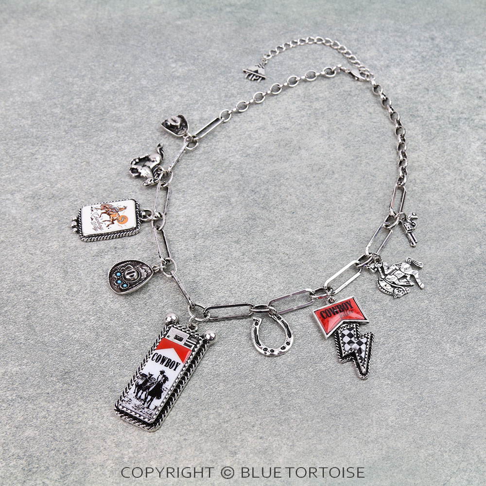 Western Cowboy Killer Theme Charm Necklace