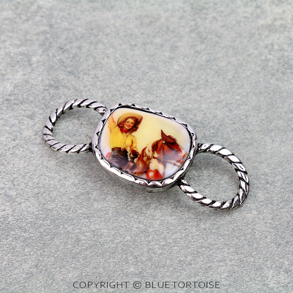 Western Cowgirl Portrait Scarf Charm