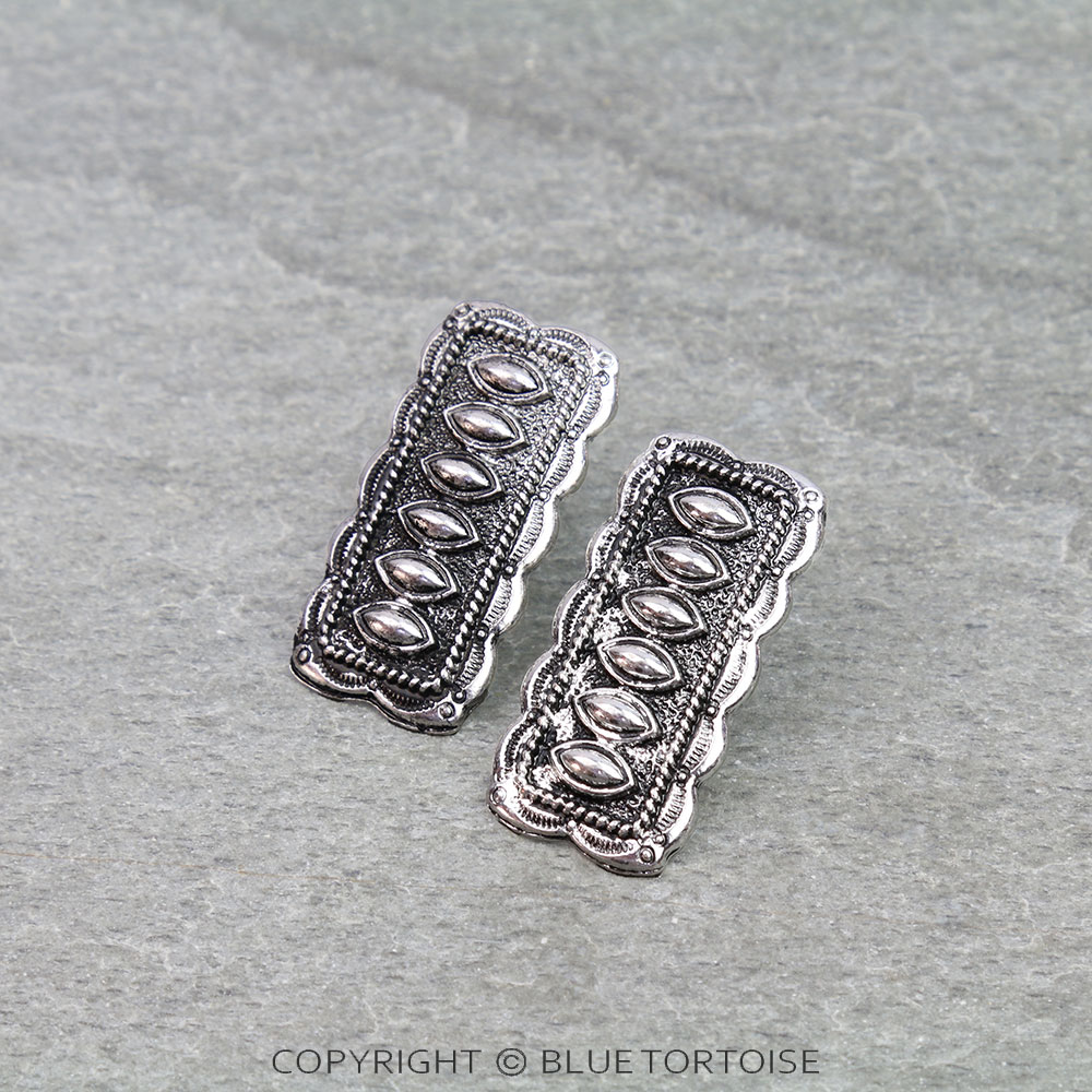 Western Bubble Bar Concho Stud Earrings