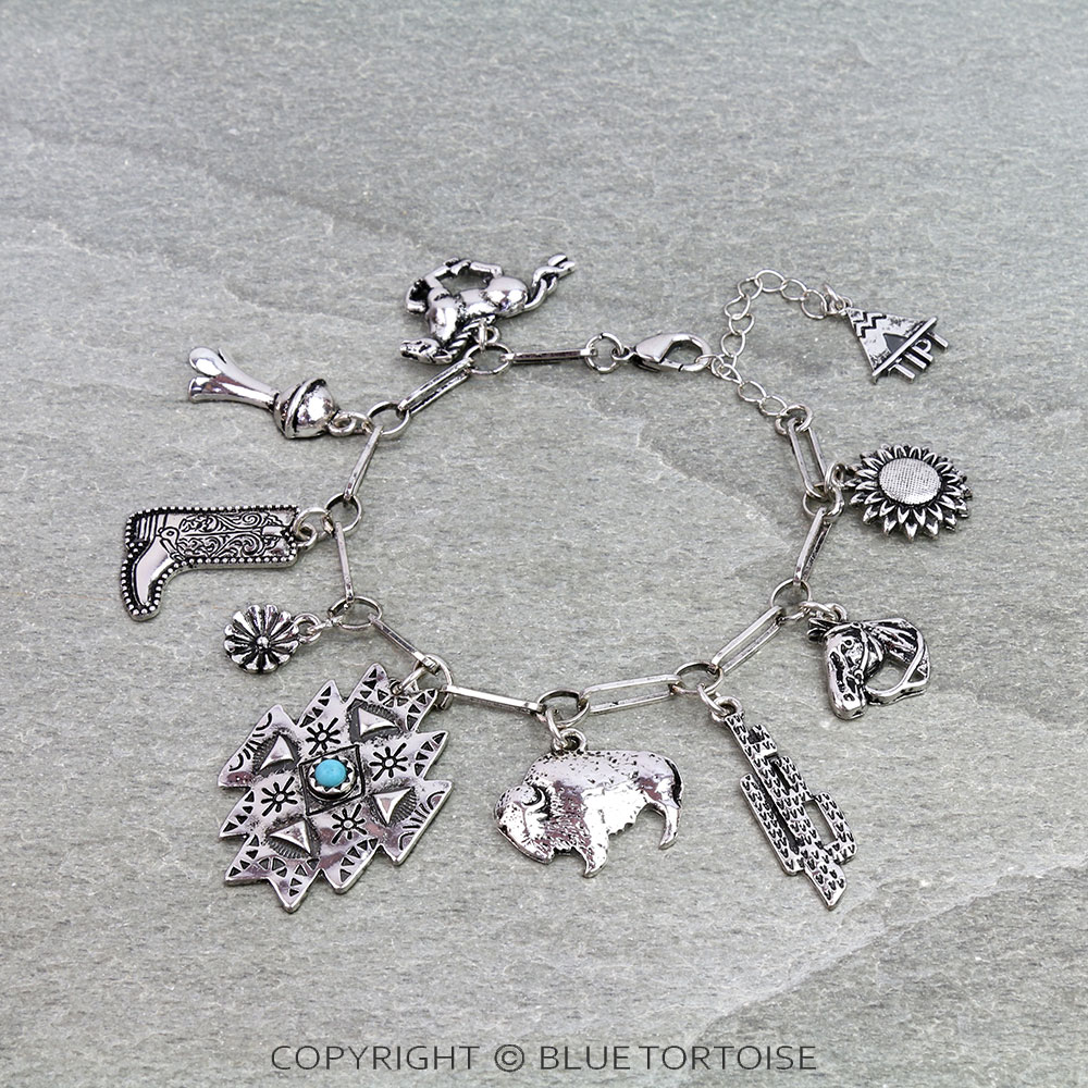Western Style Theme Charm Link Bracelet