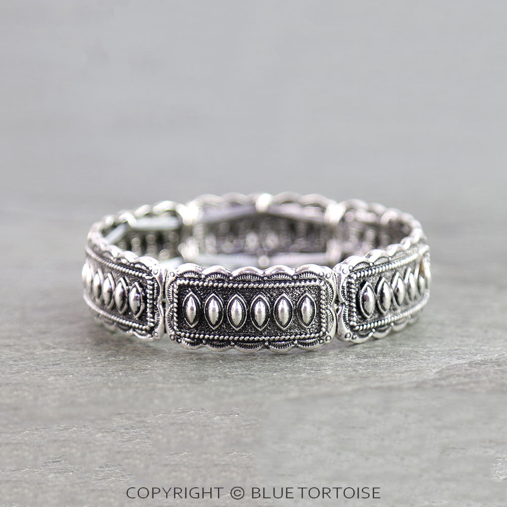 Western Bubble Bar Concho Stretch Bracelet