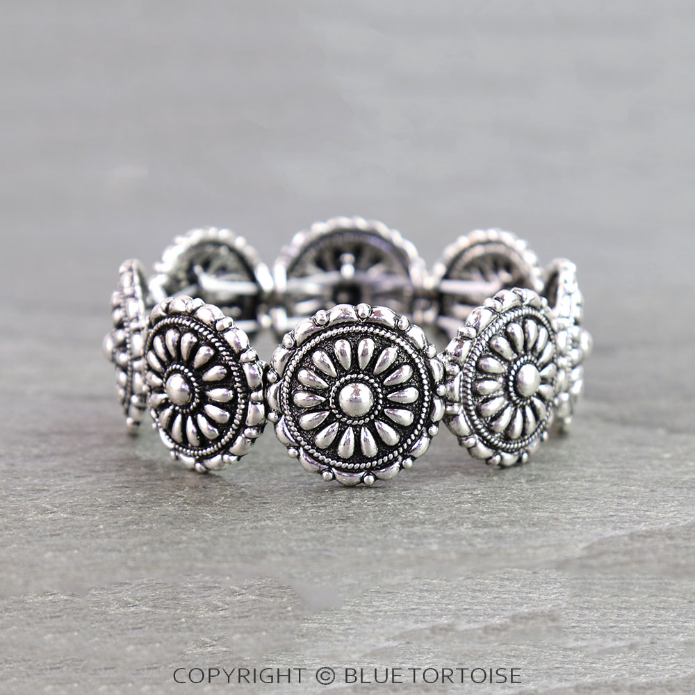 Western Bubble Round Concho Stretch Bracelet