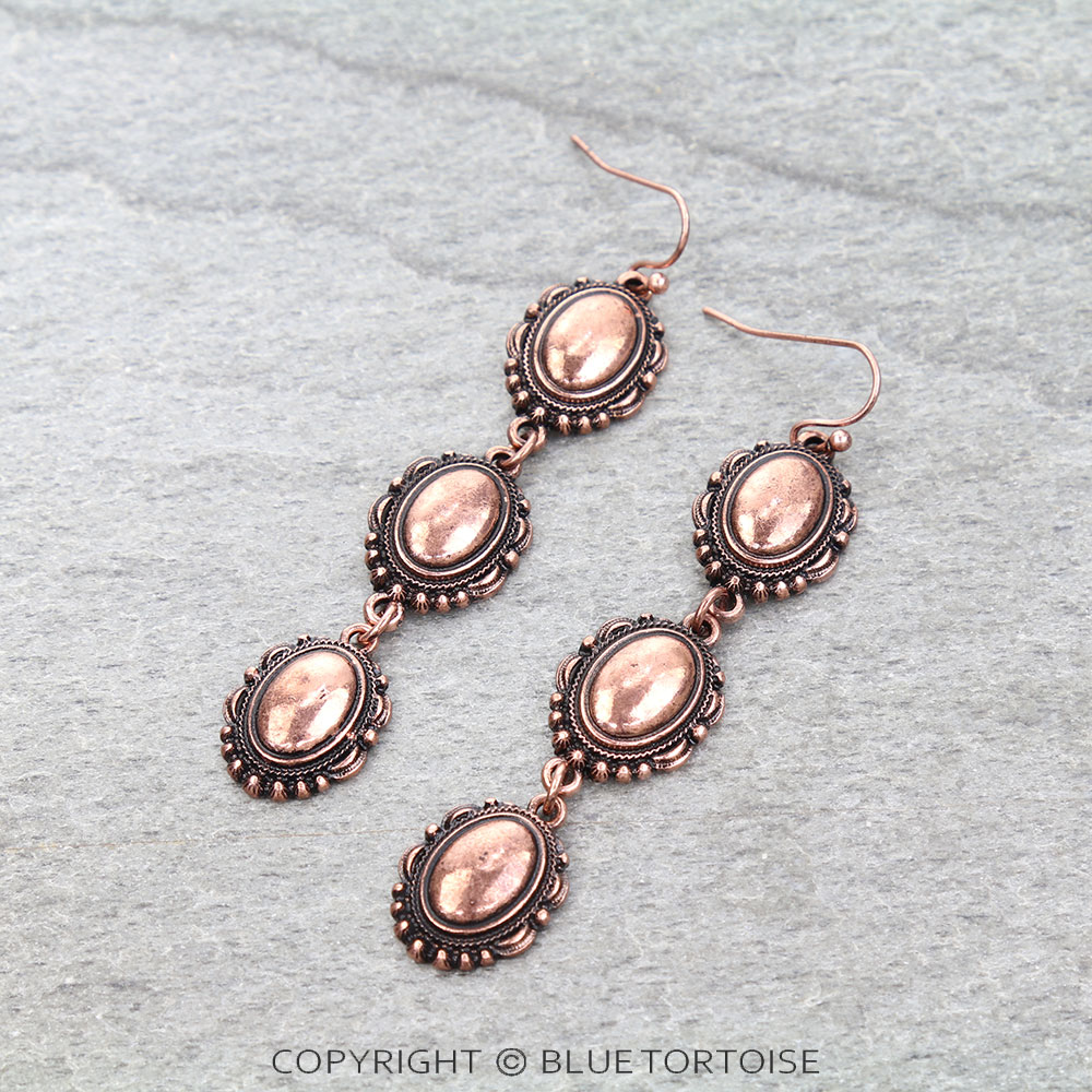 Western Ball TXR Concho Drop Dangle Earrings