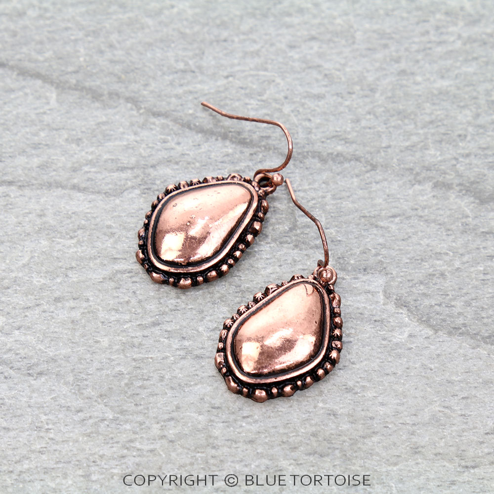 Western Ball TXR Concho Teardrop Dangle Earrings