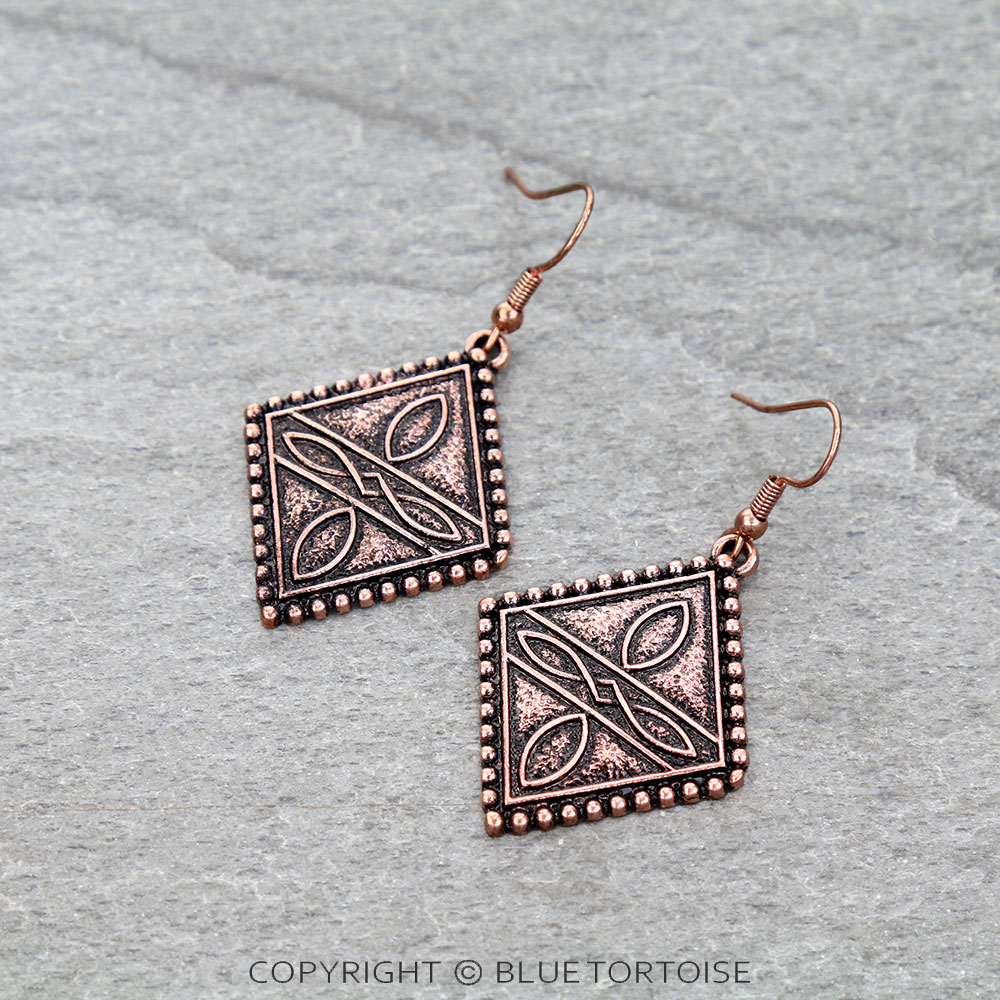 Western Boot Stitch Diamond Dangle Earrings